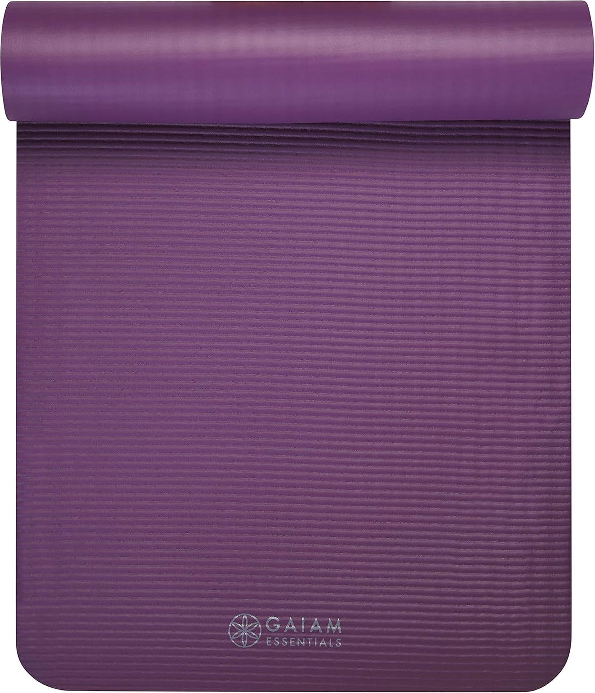 Gaiam Yoga Mat, Pilates & Exercise Mat, Thick 2/5" (10mm) Workout Mat with Easy-Cinch Carrying Strap for Home & Gym Workouts