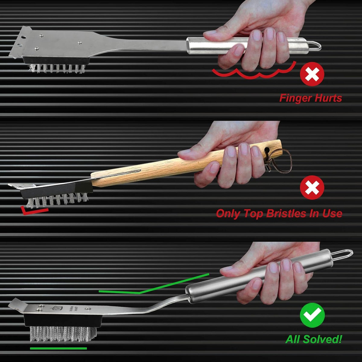 GRILLART Grill Brush and Scraper, Wire BBQ Grill Brush for Outdoor Grill, 16.5‰۝ Grill Cleaning Brush BBQ Grill Accessories, Safe Grill Cleaner Brush-Ideal Gift for Men/Dad BBQ Brush for Grill Cleaning