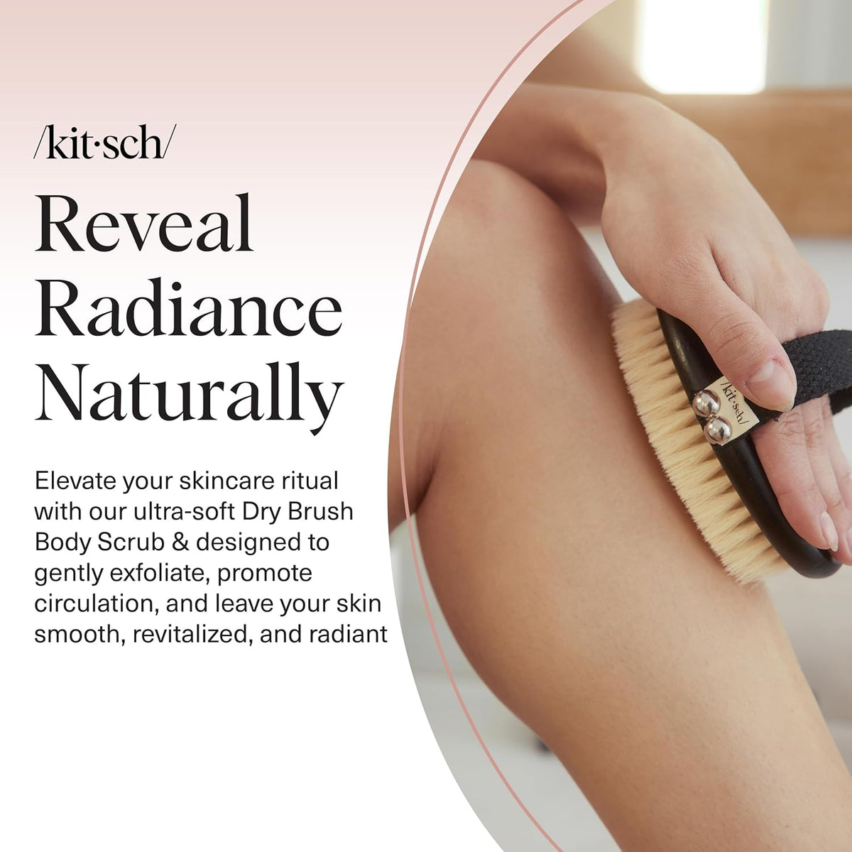 Kitsch Dry Brushing Body Brush for Lymphatic Drainage- Soft Bristles Shower Brush - Dry Brush to Remove Dry Skin and Improves Blood Circulation, Body Scrubber for Glowing Skin, Sauna Accessories