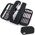Sooez Large Capacity Pencil Case Pouch, Cute Pencil Pouch Pencil Bag | 3 Compartment, Aesthetic Pen Case with Zipper, Stationery Organizer, School Supplies for Teen Girl Boy Women Men, Black