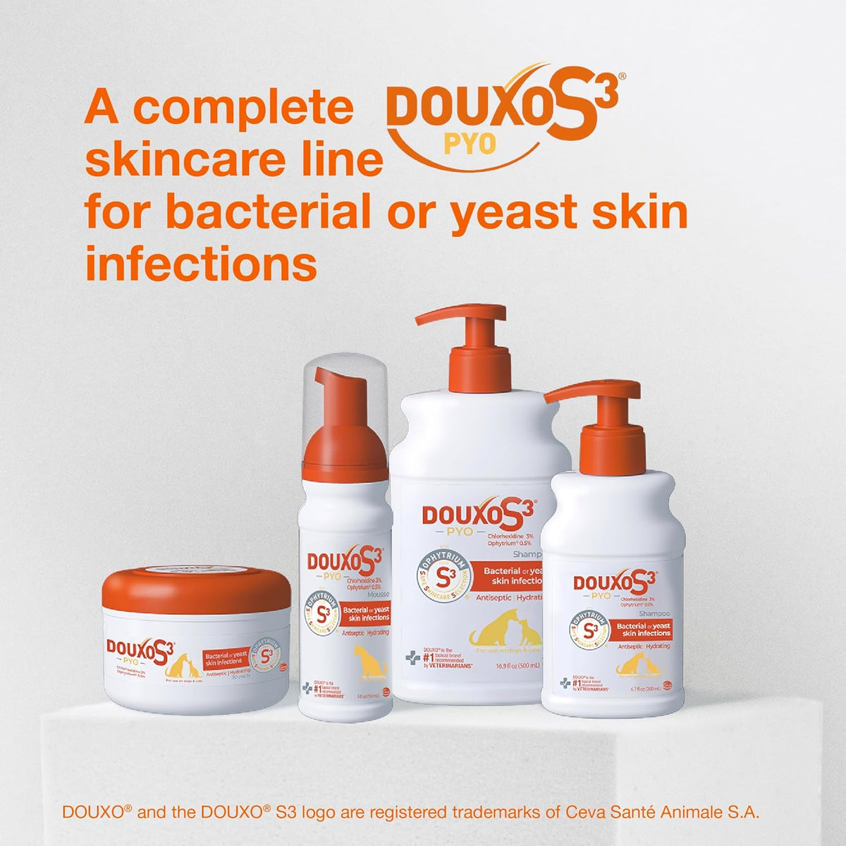 Douxo S3 Pyo Pads, Contains 3% Chlorhexidine & 0.5% Ophytrium, Antiseptic & Hydrating, For Bacterial or Yeast Skin Infections, For Dogs and Cats, 30 Pads