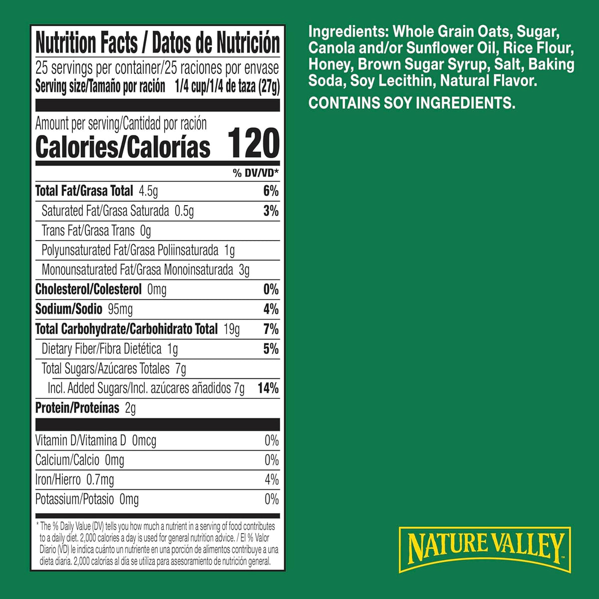 Nature Valley Crunchy Granola, Oats and Honey, Resealable Snack Pouch, Family Size, 24 oz