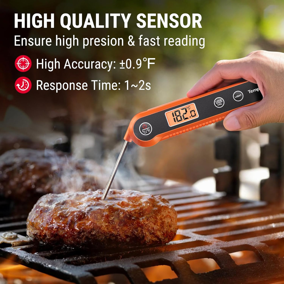 TempPro Digital Instant Read Meat Thermometer for Grilling Waterproof Kitchen Food Thermometer with Calibration Backlight Baking Bread Candy Thermometer Cooking Tools Utensils (Previously ThermoPro)