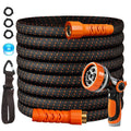 50FT Flexible Garden Hose & 10Modes Nozzle,Lightweight Water Hose,Kink-Free,All-Weather Heavy Duty Hose for RV,Boat,Car Wash,Garden,Yard,Camper,Outdoor (Orange-Black, 50 Feet)