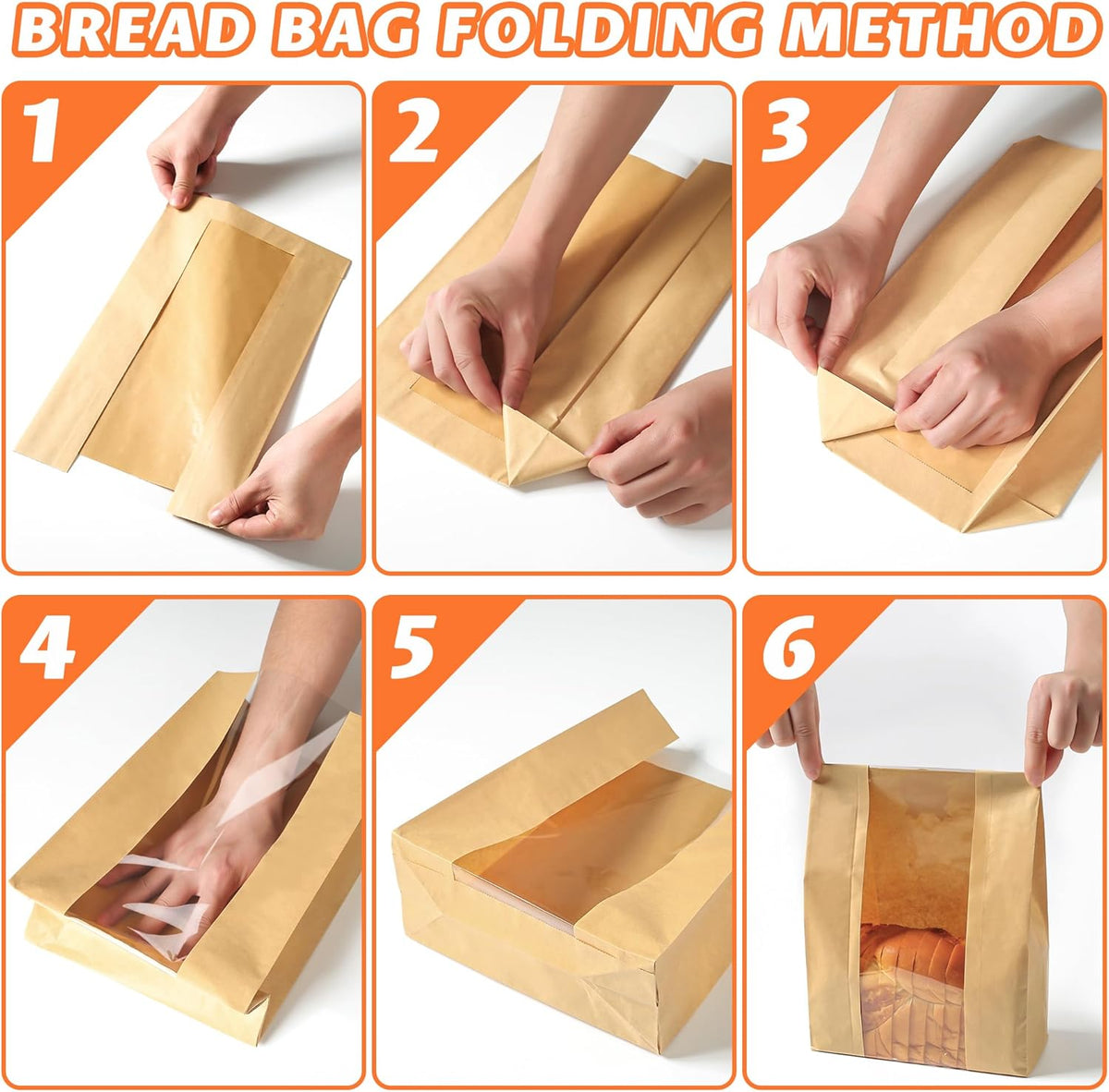 50 Pcs Bread Bags for Homemade Bread, Sourdough Paper With Window, 50% Thicker 13.7x8.2x3.7in A Large Bakery Bags Used for Storage Cookies & Snacks, 60 Cute Sealing Stickers With Ties