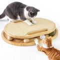 ZOMISIA Cat Scratcher with Ball Track Toy, Sisal Scratch Pad for Indoor Use | Wooden Interactive Cat Puzzle Toys for Adult Cats, Kitten Mental Stimulation Self Play Home Enrichment, Spinning Balls