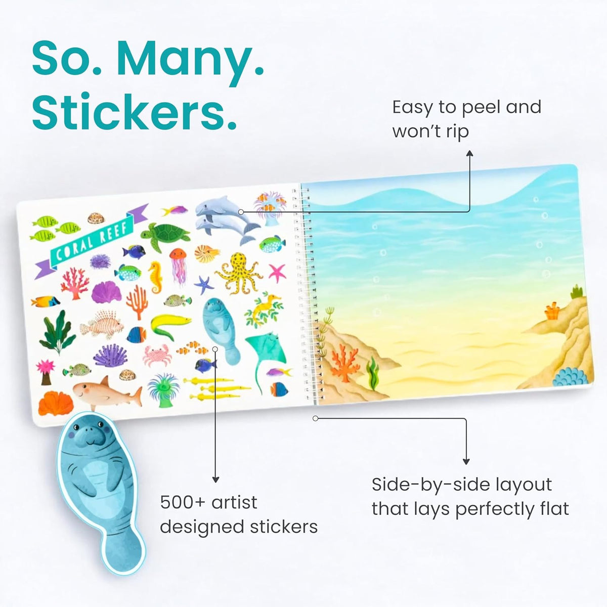 Animals Habitat 500+ Kids Sticker Book by Cupkin Toddler Airplane Travel Activity Coloring and Sticker Book, Road Trip Essentials, 12 Coloring Pages + 12 Scenes for Ages 2‰ÛÒ8 Years