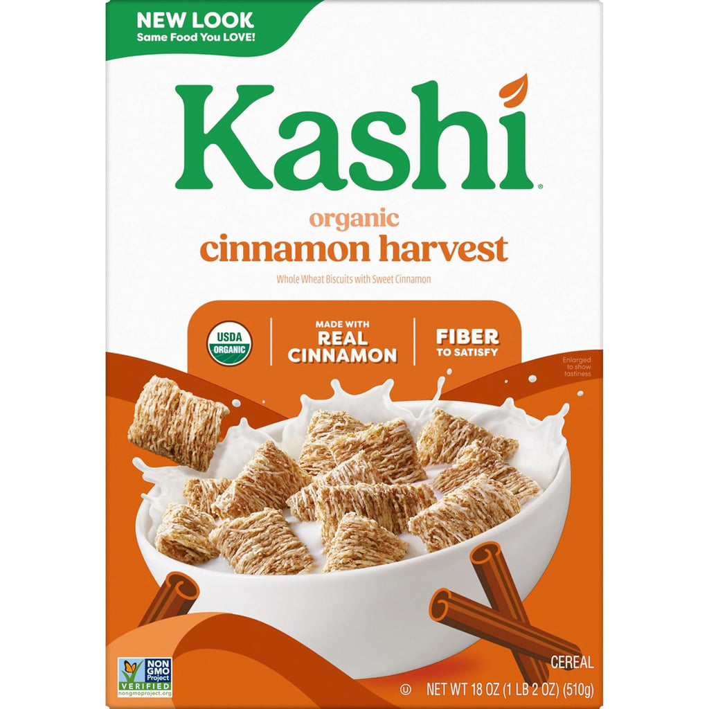 Kashi Breakfast Cereal, Organic, Whole Grain, Cinnamon Harvest, 18oz Box (1 Box)