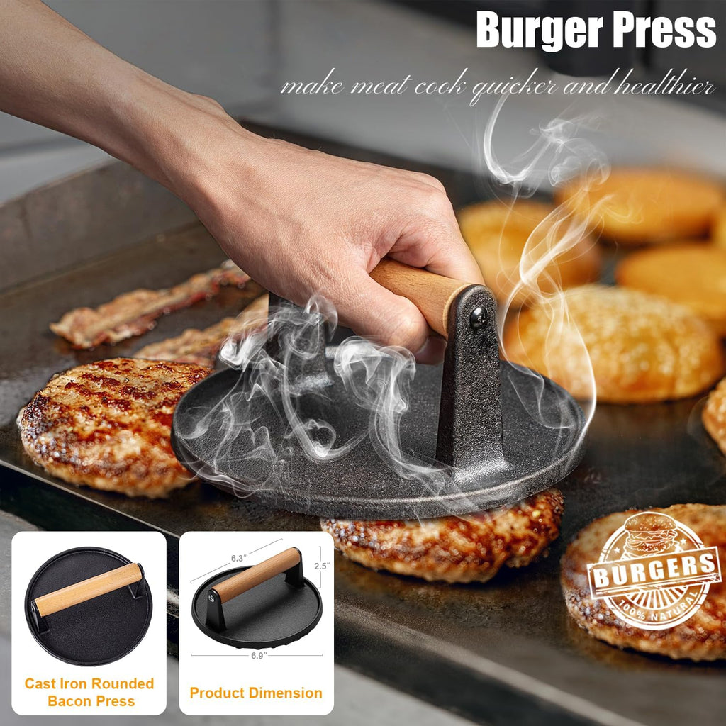 Grilliance 27pcs Griddle Accessories Kit for Blackstone, Professional Hibachi Flat Top Grill Tools, Enlarged Spatula Gift Set with Basting Cover•?ÎBurger Press Patty Maker for Outdoor BBQ Teppanyaki