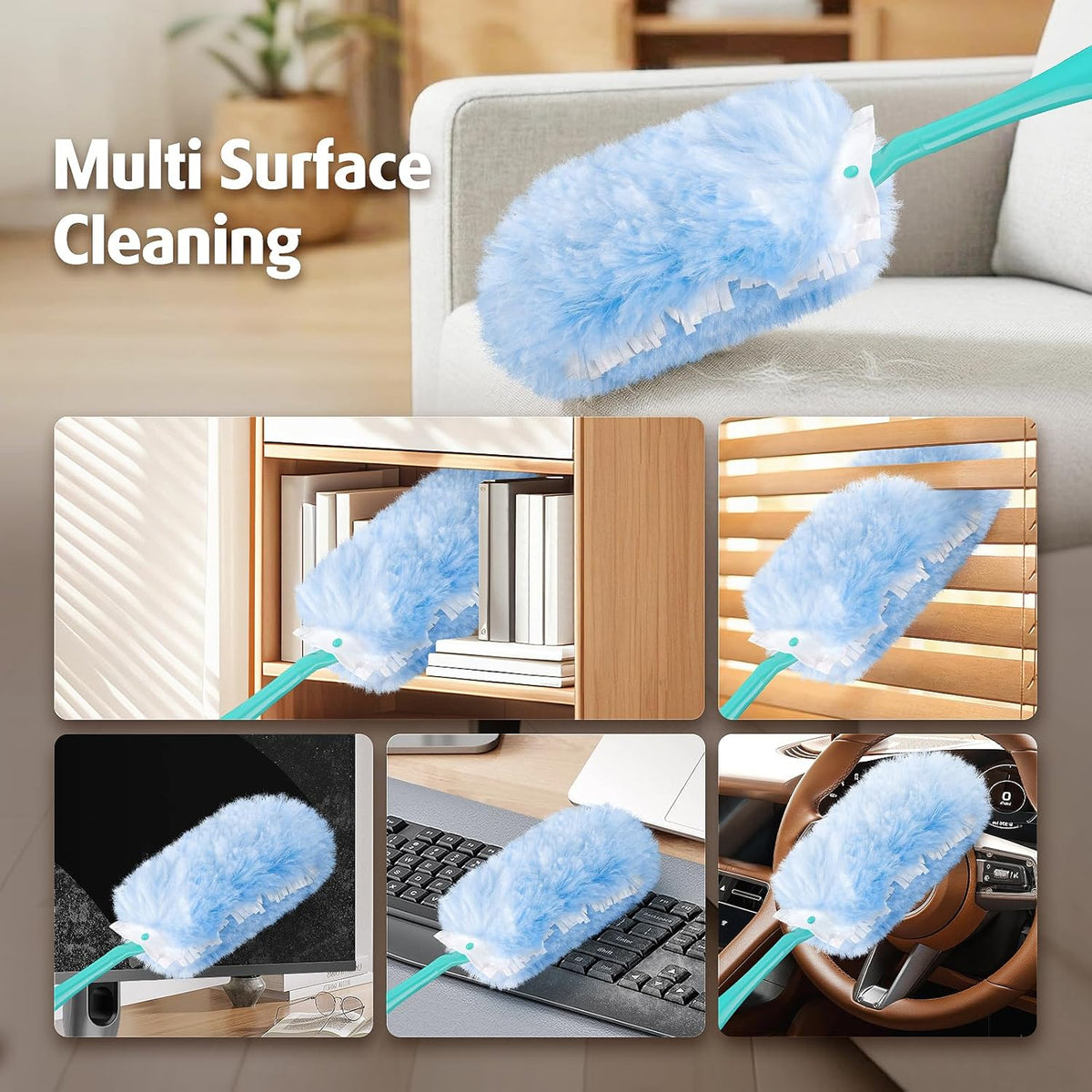 Duster Refill for Swiffer Duster, 30 Count Heavy Duty 2 Side 360å¡ Duster Refills with 1 Handle, 4X Microfibers, Disposable Multi Surface Dusters for Cleaning