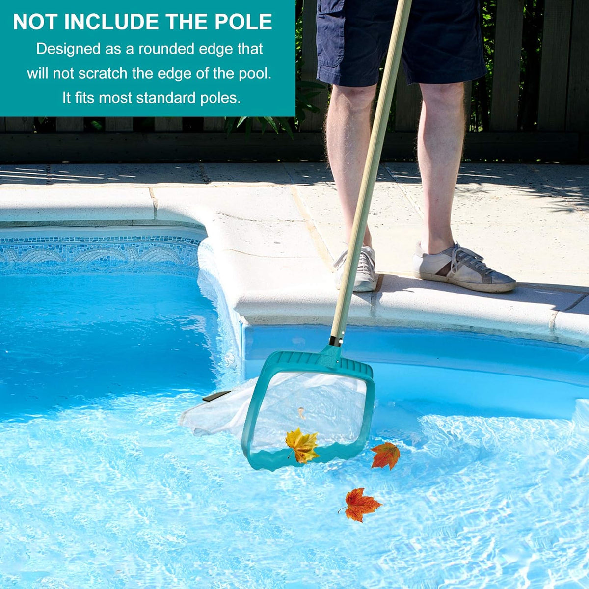 POOLWHALE Professional Pool Skimmer Net, Heavy Duty Swimming Leaf Rake Cleaning Tool with Deep Fine Nylon Mesh Net Bag - Fast Cleaning,Easy Scoop Edge,Debris Pickup Removal (No Pole)
