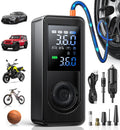 Tire Inflator Portable Air Compressor - 150 PSI 4X Fast Inflation Rechargeable Battery & 12V DC Adapter Powered Air Pump for Car Bike Motorcycle Tires Balls with LCD Display, LED Light