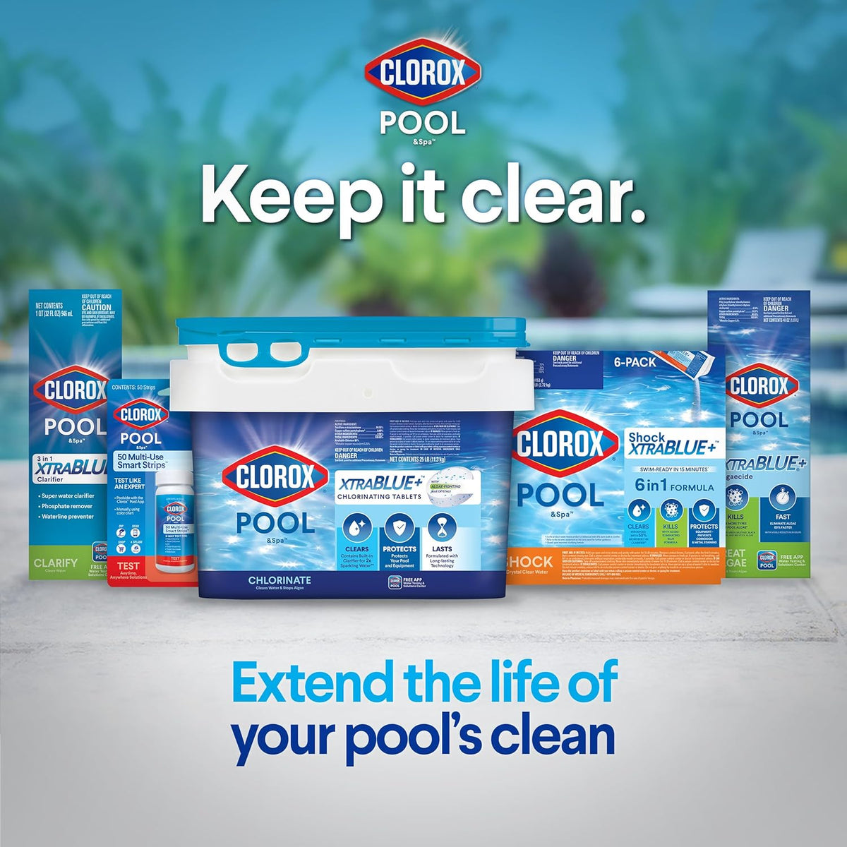 Cloroxå¨ Pool&Spa‰ã¢ Shock XTRABLUEå¨ Plus, Kills Bacteria & Algae in Swimming Pools, Swim-Ready in 15 Minutes, (12-Pack), Granular
