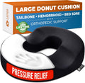 5 STARS UNITED Donut Pillow Hemorrhoid Tailbone Cushion ‰ÛÒ Large Cushion for Pain Relief ‰ÛÒ Coccyx, Prostate, Sciatica, Pelvic Floor, Pressure Sores, Pregnancy, Postpartum Recovery, Black