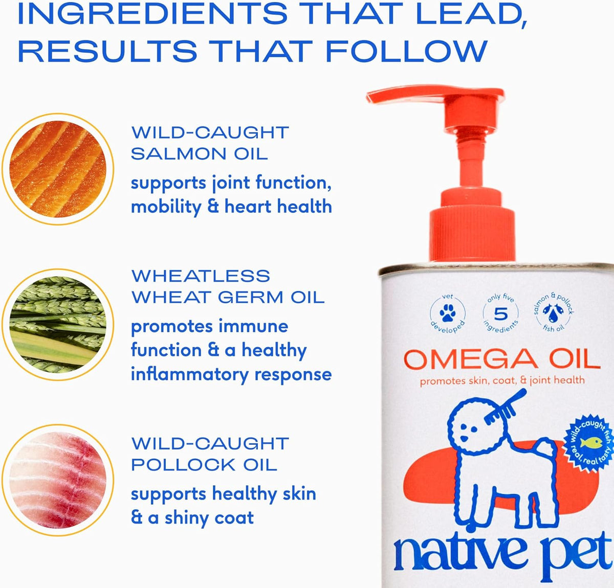 Native Pet Omega 3 Fish Oil for Dogs & Cats ‰ÛÒ Wild Alaskan Salmon Oil for Dogs Skin and Coat, Supports Joints, Heart & Shedding ‰ÛÒ Fast-Absorbing Omega 3 6 9 Liquid Supplement ‰ÛÒ 8oz
