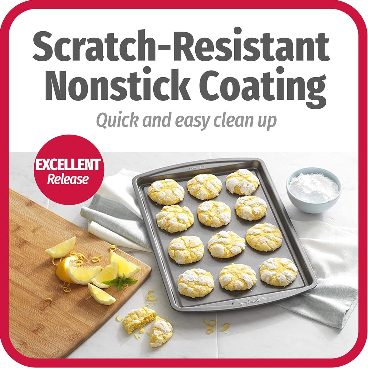 GoodCook Everyday Nonstick Carbon Steel 13‰۝ x 9‰۝ Baking Sheet Set, 3 Pack ‰ÛÒ Standard-Sized Carbon Steel Cooking Pans, Bakeware Set, Cookie Sheets for Baking, Oven Pan Set