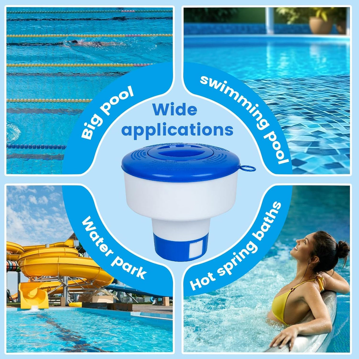 Pool Chlorine Floater for Pools Fits 3" Tablets,7" Diameter Chlorine Tablet Floater with Adjustable Flow Vents Balanced Chemical Dispenser for hot tub/Spa•?öCollapsible•?ä