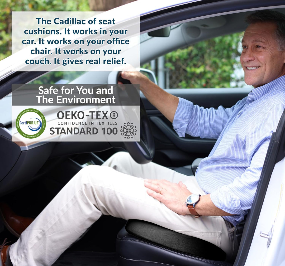 ComfiLife Premium Gel & Memory Foam Seat Cushion ‰ÛÒ Doctor Recommended Office Chair Cushion, Car Seat Cushion ‰ÛÒ Chair Cushions for Back & Sciatica Pain Relief ‰ÛÒ Seat Cushions for Office & Desk (Black)