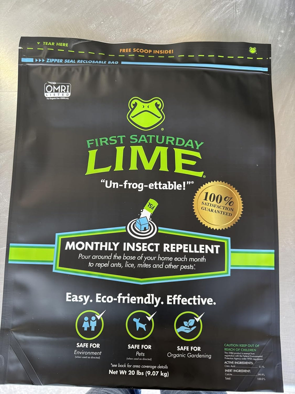 First Saturday Lime Insect Deterrent-20LB Bag| Monthly Insect Shield| Multi-Purpose Insect Control for Outdoors| Prevents Ants & Other Insects