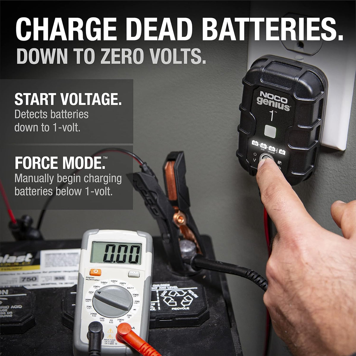 NOCO GENIUS1: 1A 6V/12V Smart Battery Charger ‰ÛÒ Automatic Maintainer, Trickle Charger & Desulfator with Overcharge Protection & Temperature Compensation ‰ÛÒ for Lead-Acid & Lithium Batteries