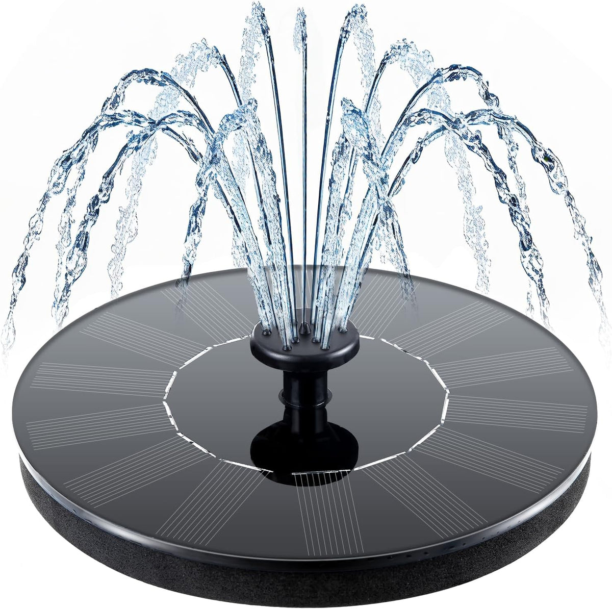 Mademax Solar Bird Bath Fountains, Upgrade 1.4W Solar Fountain Pump with 6 Nozzles, Free Standing Floating Solar Powered Water Fountain Pump for Bird Bath, Garden, Pond, Pool, Outdoor