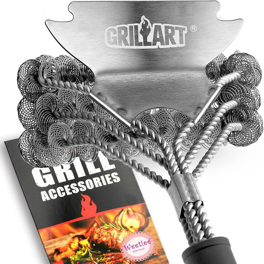 Grill Brush and Scraper Bristle Free ‰ÛÒ Safe BBQ Brush for Grill ‰ÛÒ 18'' Stainless Grill Grate Cleaner - Safe Grill Accessories for Porcelain/Weber Gas/Charcoal Grill ‰ÛÒ Gifts for Grill Wizard