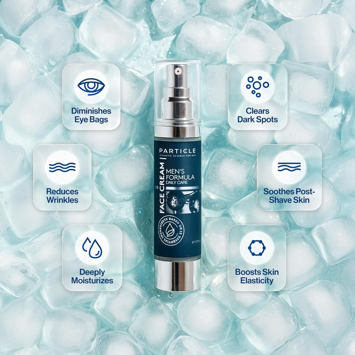 Particle 6-in-1 Face Cream for Men, Men‰۪s Daily Hydrating Moisturizer with Vitamin C, Jojoba Oil, Vitamin E & Hyaluronic Acid, Skin Care Routine, Healthy Skin Support, Pack of 1, 1.7 FL OZ