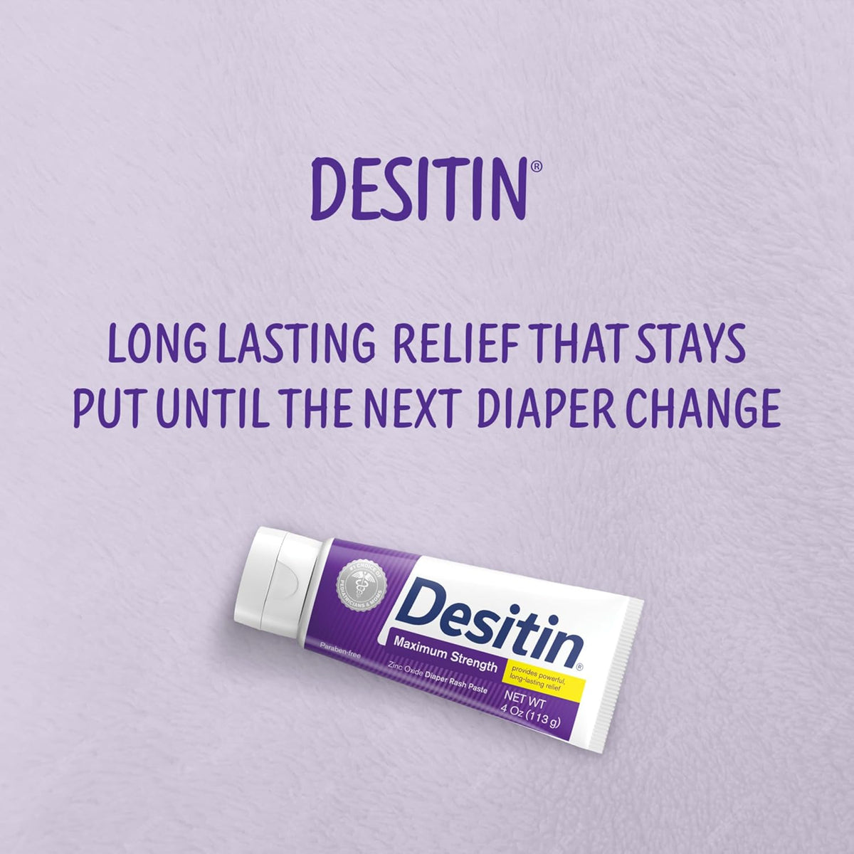Desitin Maximum Strength Baby Diaper Rash Cream, 40% Zinc Oxide, Hypoallergenic No Added Parabens & Dyes, Protects & Relieves Baby‰۪s Skin for Up to 12 Hours, Prevents Diaper Rash, 4.8 oz Tube