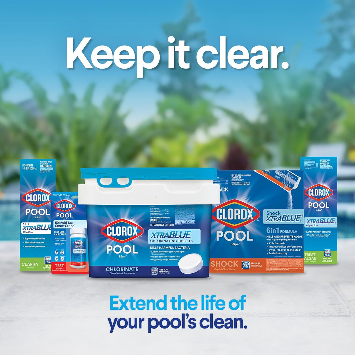 Cloroxå¨ Pool&Spa‰ã¢ Shock Clear, for Crystal Clear Swimming Pool Water, Swim-ready in 15 minutes, Suitable for vinyl pools (6-Pack)