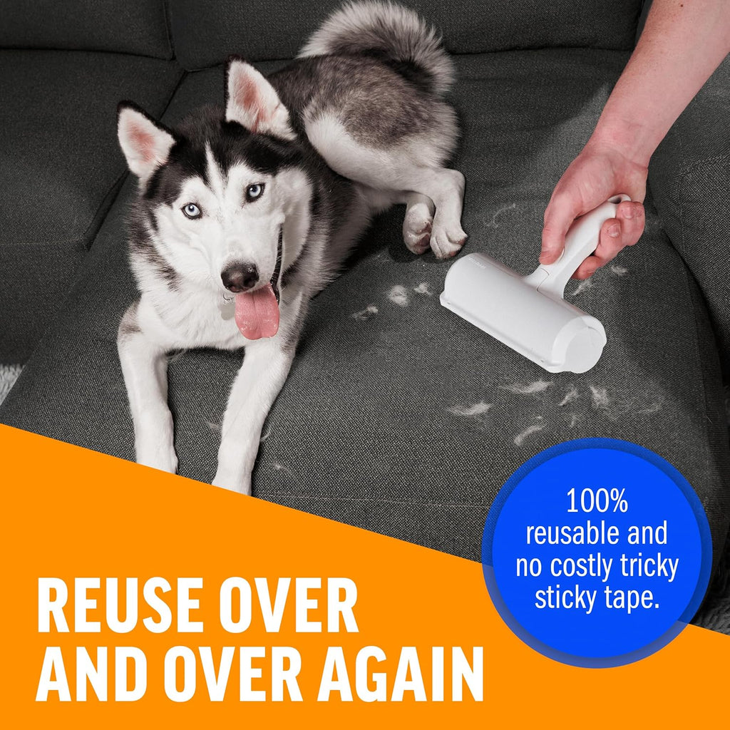 ChomChom Roller Pet Hair Remover ‰ÛÒ Original Size Reusable Lint Roller for Cat & Dog Hair on Furniture, Couch, Carpet, Car, Rugs & Bedding ‰ÛÒ Portable, Eco-Friendly (White)