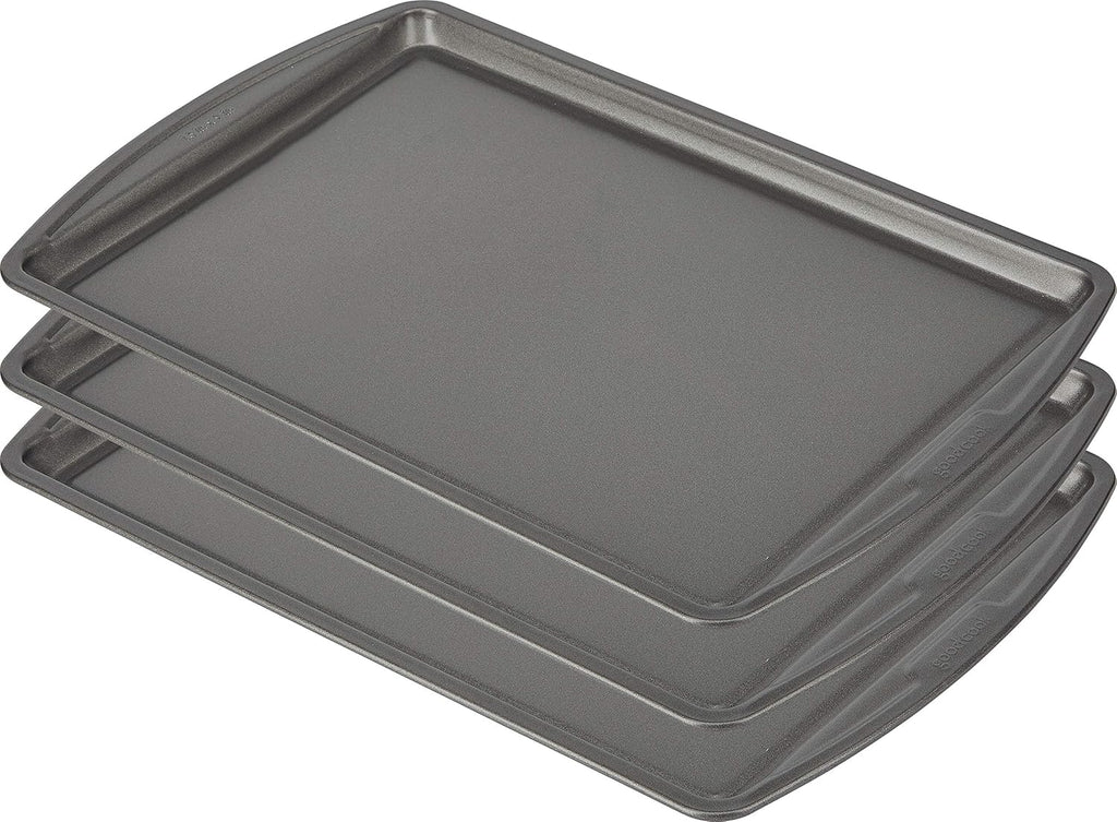 GoodCook Everyday Nonstick Carbon Steel 13‰۝ x 9‰۝ Baking Sheet Set, 3 Pack ‰ÛÒ Standard-Sized Carbon Steel Cooking Pans, Bakeware Set, Cookie Sheets for Baking, Oven Pan Set