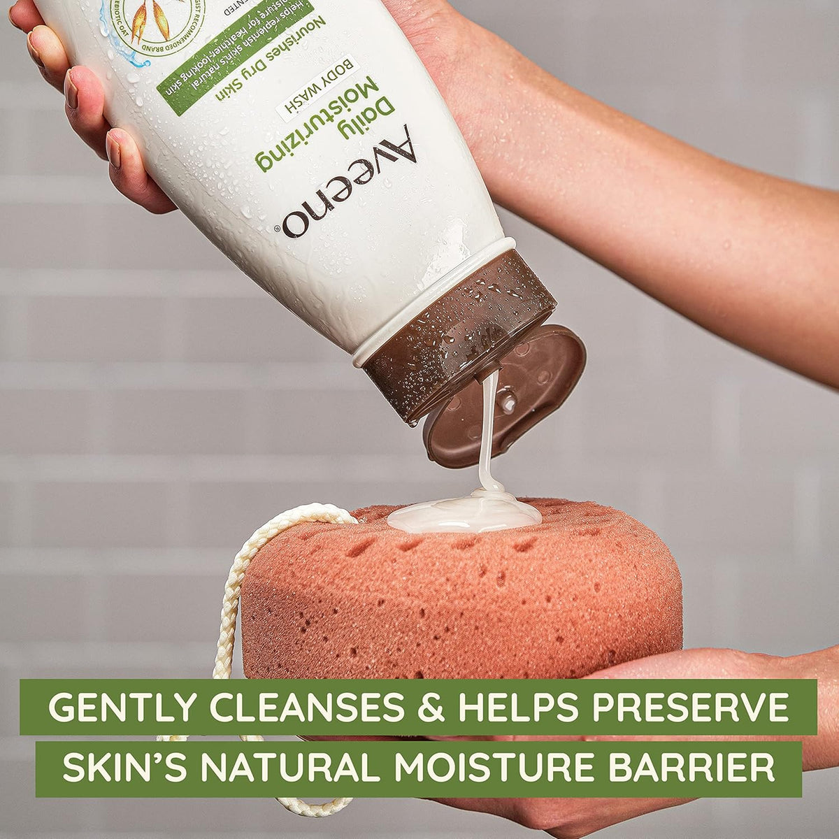 Aveeno Daily Moisturizing Body Wash Cleanser & Shaving Gel for Men & Women, Clean-Rinsing for Softer & Smoother Skin, Gentle & Lightly Scented, 18 fl.‰ÛøOz, Pack of 2