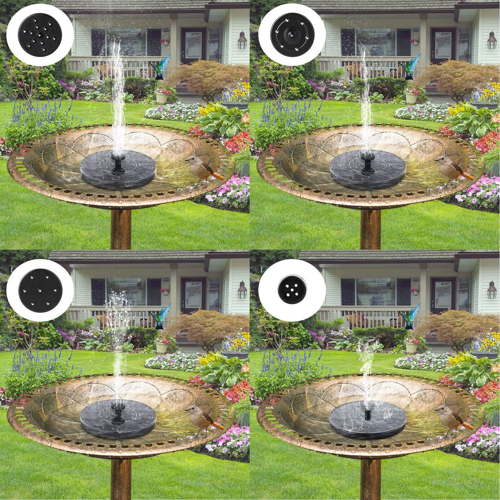 Mademax Solar Bird Bath Fountains, Upgrade 1.4W Solar Fountain Pump with 6 Nozzles, Free Standing Floating Solar Powered Water Fountain Pump for Bird Bath, Garden, Pond, Pool, Outdoor
