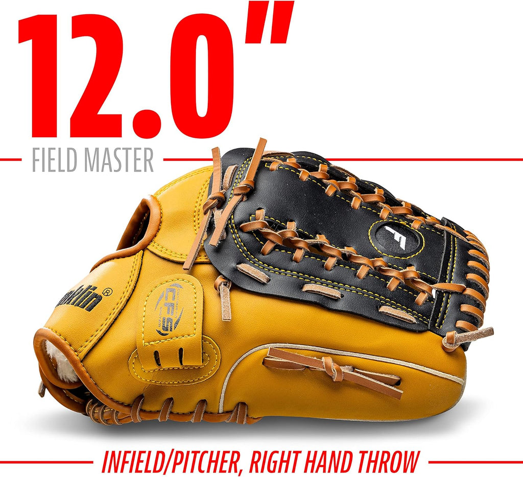 Franklin Sports Field Master Baseball + Softball Glove - Field Master Adult + Youth Baseball + Softball Mitt - Men's + Women's Gloves - Right Hand Throw