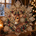 LJSCQF Christmas Pearl Diamond Painting Suncatcher Kit, DIY Craft | Pre-Assembled Metal Chain, Acrylic Snowflake Shape Board with Lace Edge, 3D Mixed-Sized Pearl Beads Craft (Style C, 8IN)