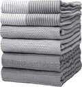 Premium Kitchen Towels (20‰۝x 28‰۝, 6 Pack) | Large Cotton Dish Towels | Flat & Terry Highly Absorbent Kitchen Linen Set with Hanging Loop | Gray